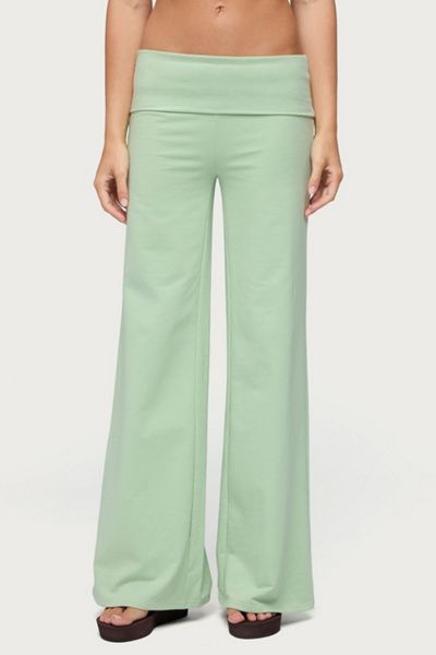 Edikted Edikted Cammy Wide Leg Foldover Pants in Green, Women's at Urban Outfitters