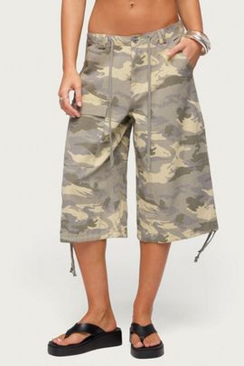 Edikted Edikted Camo Cargo Bermuda Shorts in Gray, Women's at Urban Outfitters