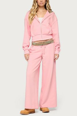 Edikted Edikted Camo Cool Contrast Low Rise Sweatpants in Light/Pink, Women's at Urban Outfitters