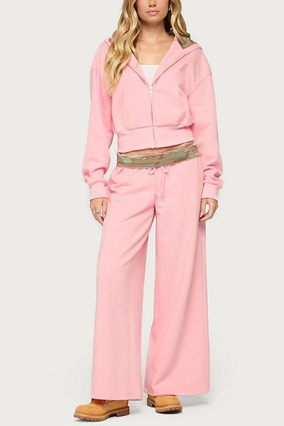Edikted Edikted Camo Cool Contrast Low Rise Sweatpants in Light/Pink, Women's at Urban Outfitters