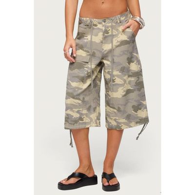 EDIKTED EDIKTED Camo Low Rise Cargo Bermuda Shorts