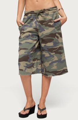 EDIKTED EDIKTED Camo Rush Drawstring Bermuda Shorts