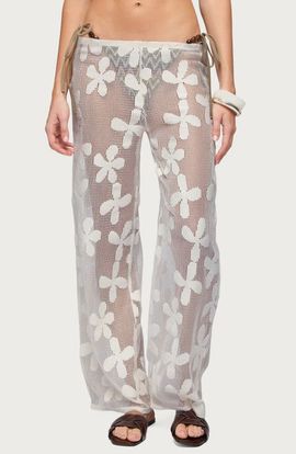 EDIKTED EDIKTED Candace Sheer Floral Cover-Up Pants