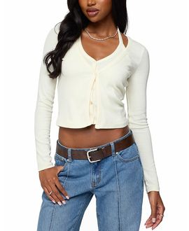 Edikted Edikted Cardigan & Halter Two Piece Knit Top