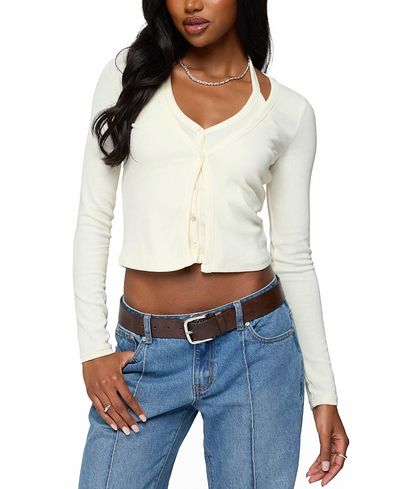 Edikted Edikted Cardigan & Halter Two Piece Knit Top
