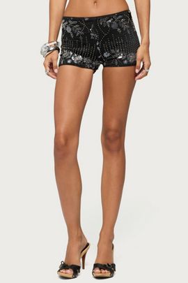 Edikted Edikted Cathy Bead & Sequin Micro Shorts in Black, Women's at Urban Outfitters