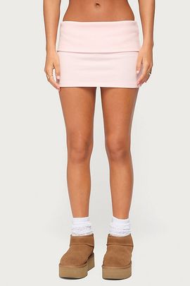 Edikted Edikted Cello Foldover Mini Skirt in Light/Pink, Women's at Urban Outfitters