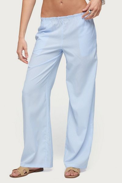 Edikted Edikted Cersei Striped Low Rise Pants in Light/Blue, Women's at Urban Outfitters
