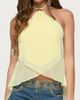 Edikted Edikted Chiffon Split Open Back Halter Top in Light/Yellow, Women's at Urban Outfitters - 1