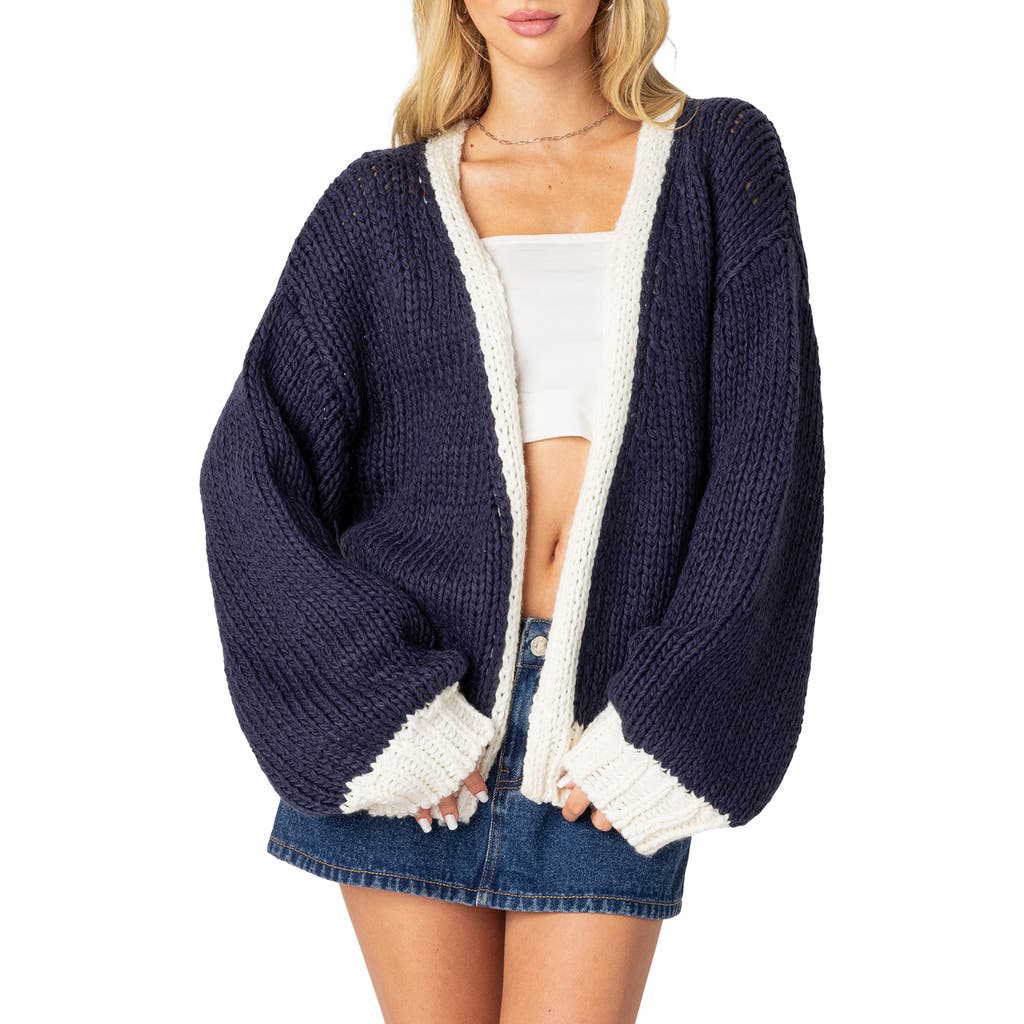 EDIKTED EDIKTED Colorblock Chunky Knit Cardigan