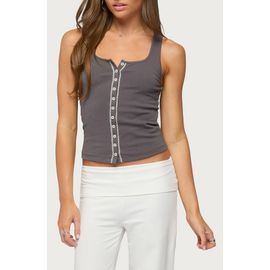 EDIKTED EDIKTED Contrast Button Up Ribbed Tank