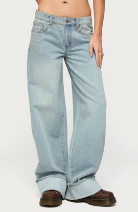 EDIKTED EDIKTED Contrast Heart Low Rise Cuffed Wide Leg Jeans