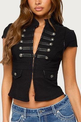 Edikted Edikted Cordi Napoleon Hook & Eye Top in Black, Women's at Urban Outfitters