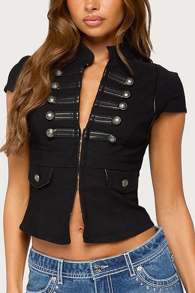 Edikted Edikted Cordi Napoleon Hook & Eye Top in Black, Women's at Urban Outfitters