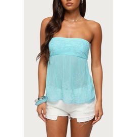 EDIKTED EDIKTED Corra Rhinestone Lace Strapless Top