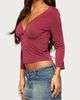 EDIKTED EDIKTED Crossover V-Neck Three-Quarter Sleeve Top - 2
