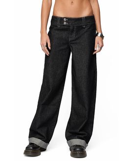 Edikted Edikted Cuffed Low Rise Straight Leg Jeans
