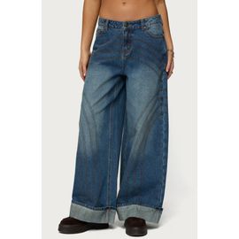 EDIKTED EDIKTED Cuffed Seamed Low Rise Baggy Jeans
