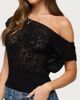 Edikted Edikted Cyra Floral Knit Off Shoulder Top in Black, Women's at Urban Outfitters - 3