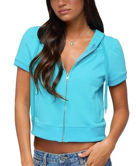 Edikted Edikted Daisi Short Sleeve Hoodie Top