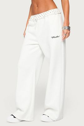 Edikted Edikted Deila Polka Dot Edikted Sweatpants in White, Women's at Urban Outfitters