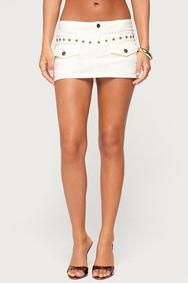 Edikted Edikted Deliya Studded Cargo Skort in White, Women's at Urban Outfitters