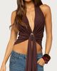 Edikted Edikted Dixi Buckle Draped Plunge Neck Top in Brown, Women's at Urban Outfitters - 1