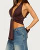 Edikted Edikted Dixi Buckle Draped Plunge Neck Top in Brown, Women's at Urban Outfitters - 4