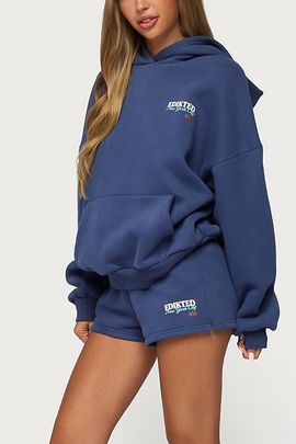 Edikted Edikted Edikted New York Sweat Shorts in Navy, Women's at Urban Outfitters