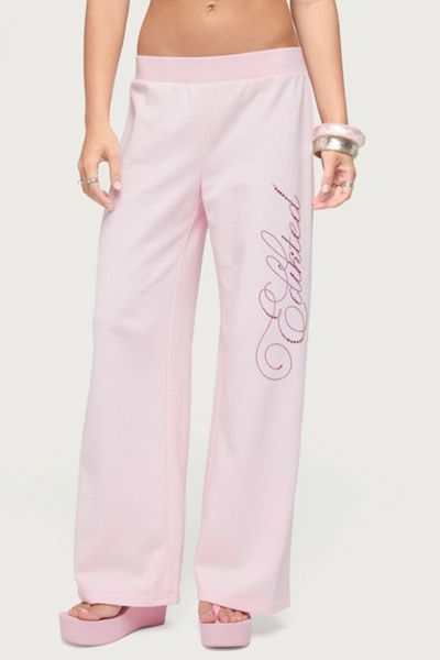 Edikted Edikted Edikted Studio Rhinestone Sweatpants in Light/Pink, Women's at Urban Outfitters