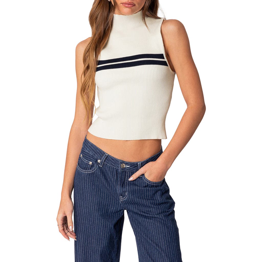 EDIKTED EDIKTED Eliza Funnel Neck Ribbed Crop Sleeveless Sweater