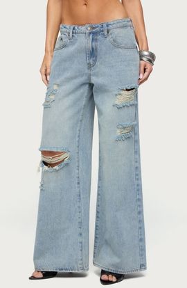 EDIKTED EDIKTED Ellah Distressed Low Rise Baggy Jeans