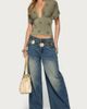 Edikted Edikted Ellora Beaded Flutter Tie Top in Olive, Women's at Urban Outfitters - 2