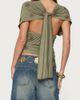 Edikted Edikted Ellora Beaded Flutter Tie Top in Olive, Women's at Urban Outfitters - 4
