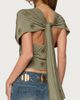 Edikted Edikted Ellora Beaded Flutter Tie Top in Olive, Women's at Urban Outfitters - 5