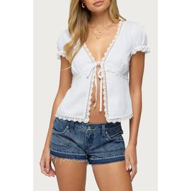 EDIKTED EDIKTED Eman Lacey Tie Front Top