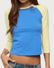 Edikted Edikted Emana Contrast Raglan Top in Blue/And/Yellow, Women's at Urban Outfitters - 1