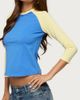 Edikted Edikted Emana Contrast Raglan Top in Blue/And/Yellow, Women's at Urban Outfitters - 3