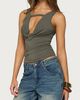 Edikted Edikted Emeri Deep Cowl Neck Cutout Top in Olive, Women's at Urban Outfitters - 4