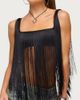 Edikted Edikted Eranthe Fringed Crop Top in Black, Women's at Urban Outfitters - 1