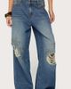 Edikted Edikted Eunia Studded Low Rise Baggy Jeans in Blue/Washed, Women's at Urban Outfitters - 1