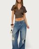 Edikted Edikted Eunia Studded Low Rise Baggy Jeans in Blue/Washed, Women's at Urban Outfitters - 2