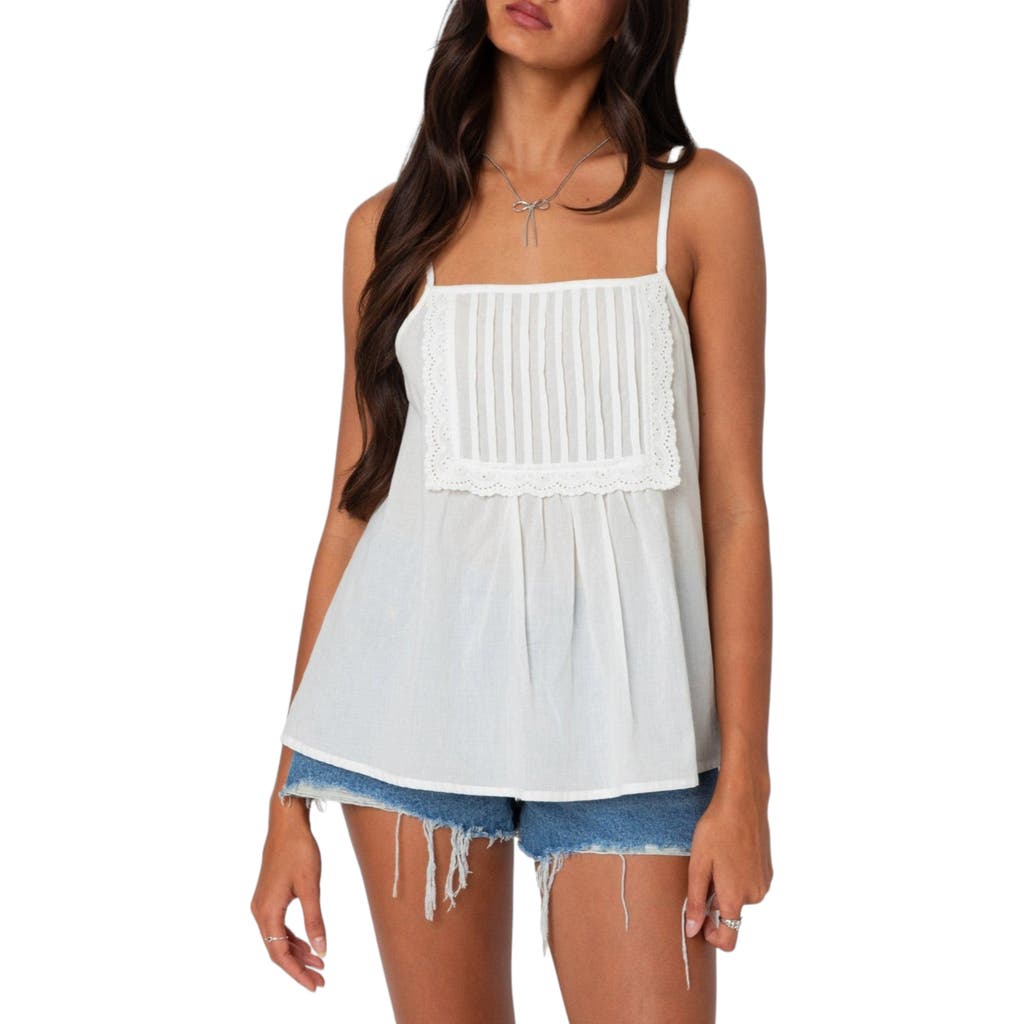 EDIKTED EDIKTED Eyelet Trim Pintuck Bib Camisole