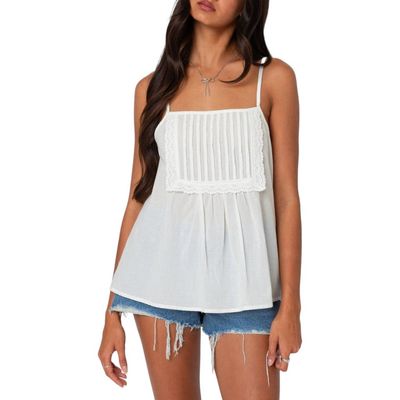 EDIKTED EDIKTED Eyelet Trim Pintuck Bib Camisole