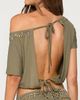 Edikted Edikted Feeva Backless Studded Off Shoulder Top in Olive, Women's at Urban Outfitters - 5