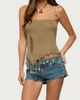 Edikted Edikted Fernie Bead Fringe Knit Top in Olive, Women's at Urban Outfitters - 4