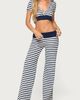 Edikted Edikted Fina Contrast Foldover Striped Pants in Navy/And/White, Women's at Urban Outfitters - 2