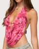 Edikted Edikted Floral Mesh Backless Cowl Neck Top in Pink, Women's at Urban Outfitters - 3