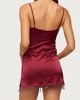 Edikted Edikted Floria Fringe Satin Effect Mini Dress in Burgundy, Women's at Urban Outfitters - 3