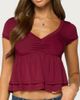 Edikted Edikted Fontene Layered Babydoll Top in Burgundy, Women's at Urban Outfitters - 1